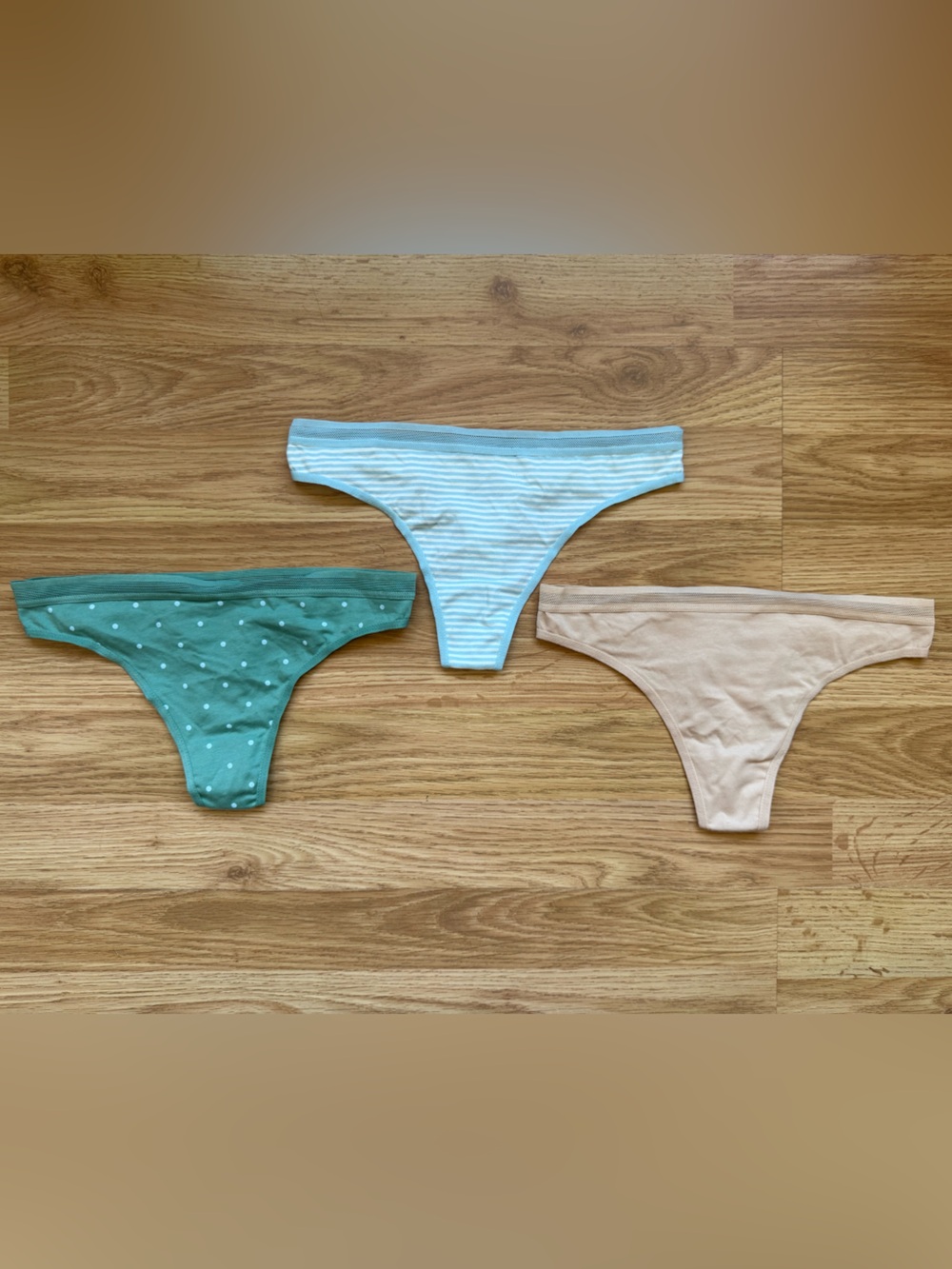 NWOT Auden 3-Pack Cotton Thong Underwear – Green, Light Blue & Beige